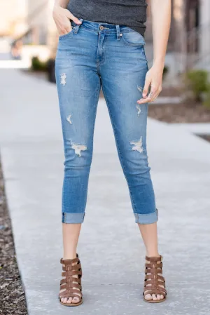 Bradwell Mid Rise Cuffed Skinny Capri