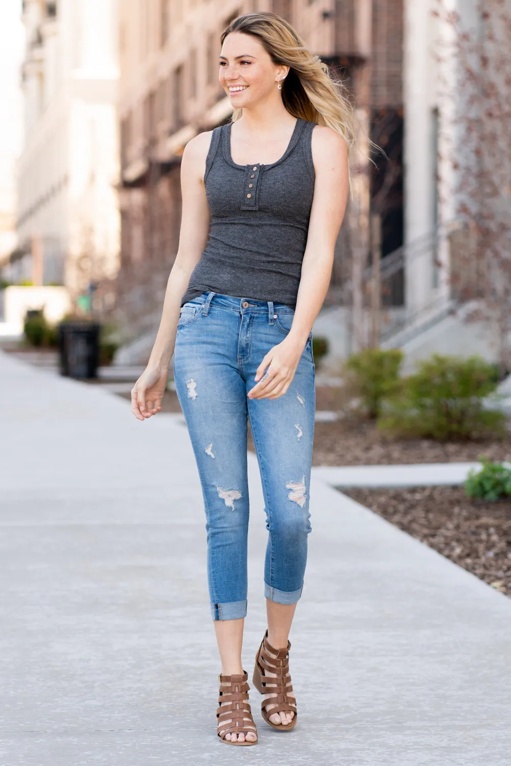 Bradwell Mid Rise Cuffed Skinny Capri
