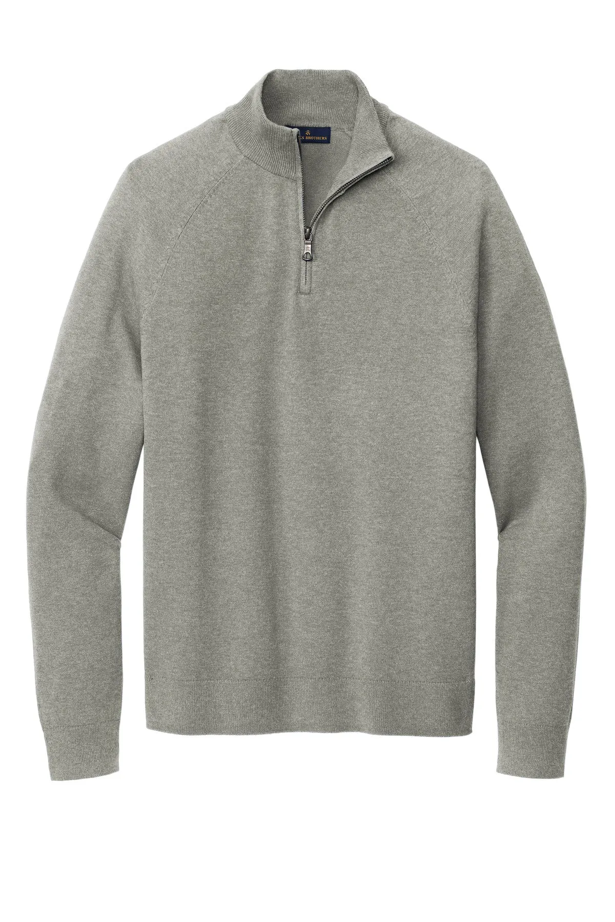 Brooks Brothers Cotton Stretch 1/4-Zip Sweater BB18402 Light Shadow Grey Heather