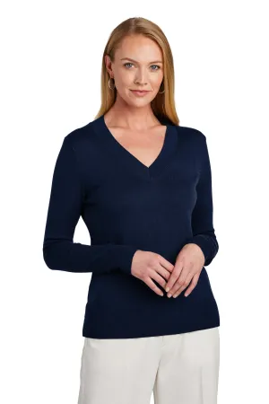 Brooks Brothers Women's Cotton Stretch V-Neck Sweater BB18401 Navy Blazer