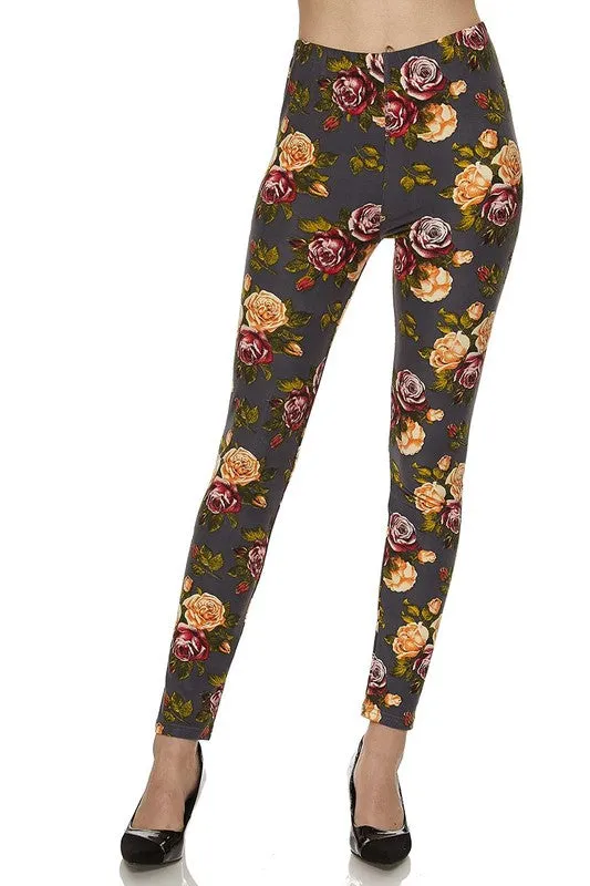 BRYNNE FLORAL LEGGINGS GREY*