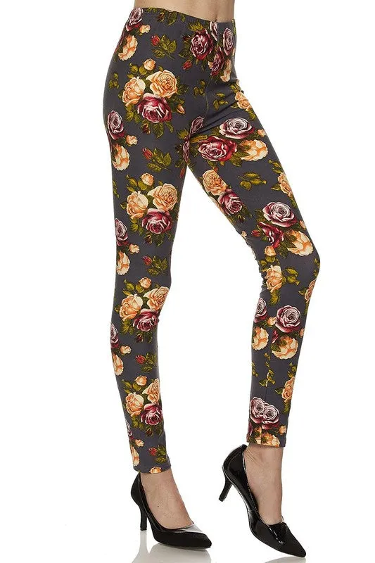 BRYNNE FLORAL LEGGINGS GREY*