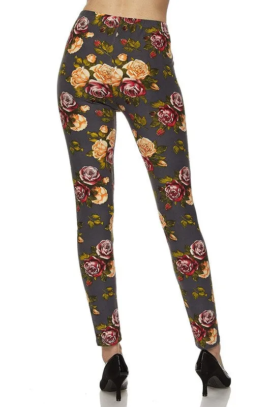 BRYNNE FLORAL LEGGINGS GREY*