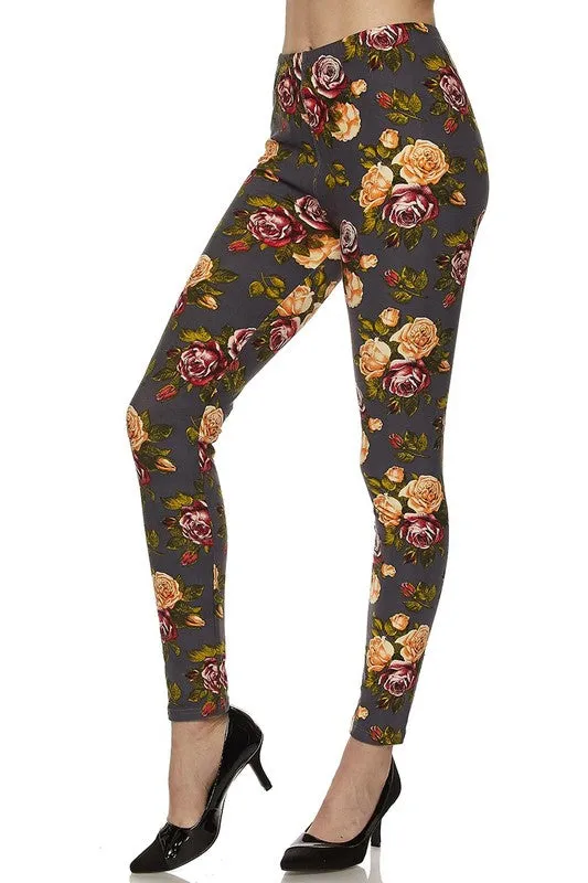 BRYNNE FLORAL LEGGINGS GREY*