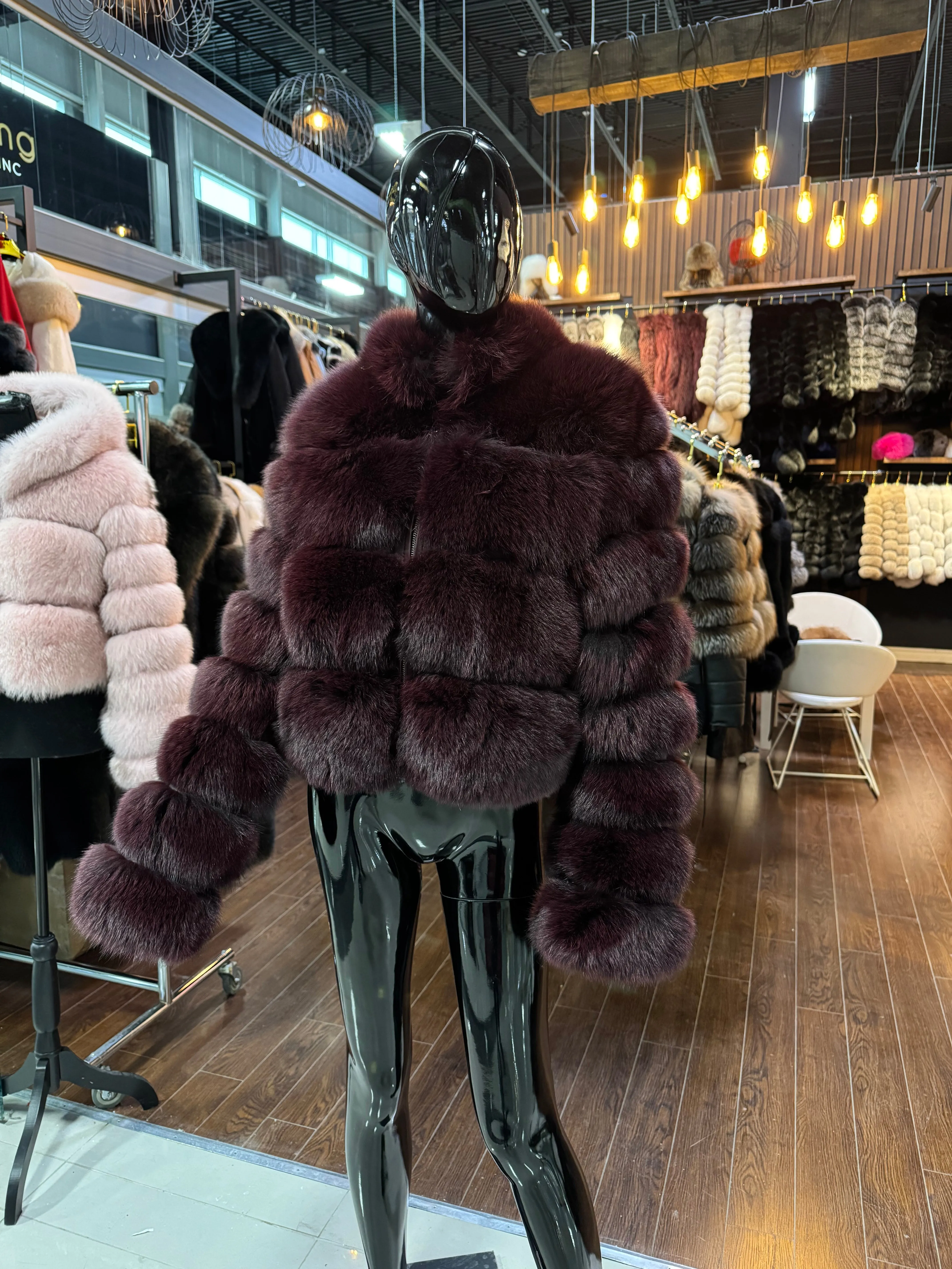 Burgundy Fox Fur Jacket