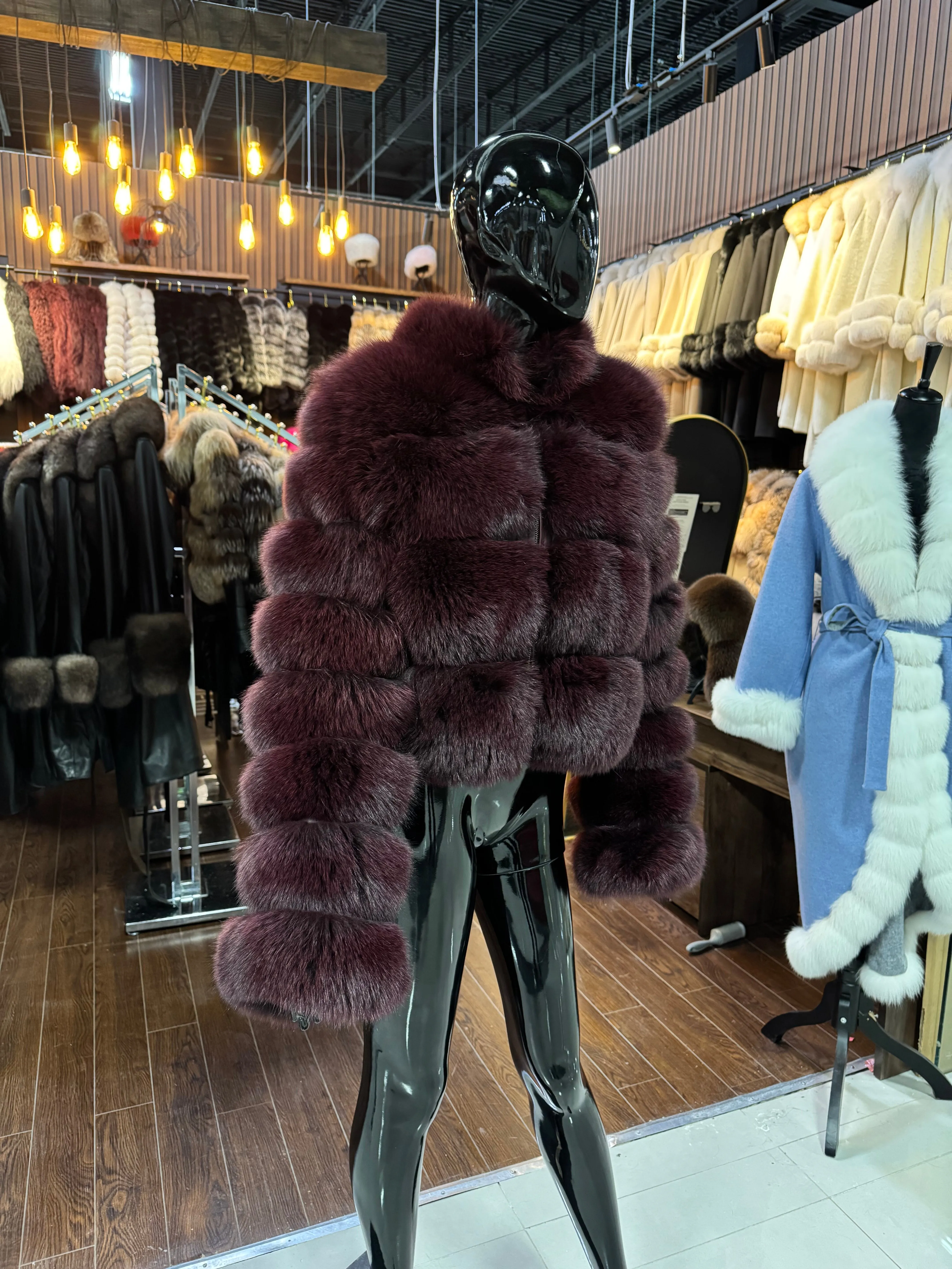 Burgundy Fox Fur Jacket