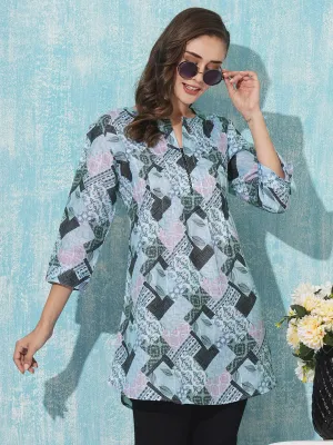 Buy Blue Comfort Fit Linen Tunics for Women Online in India - Zola