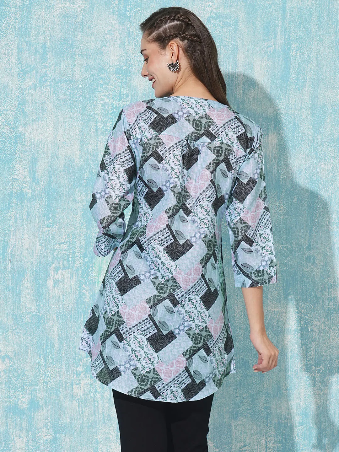 Buy Blue Comfort Fit Linen Tunics for Women Online in India - Zola