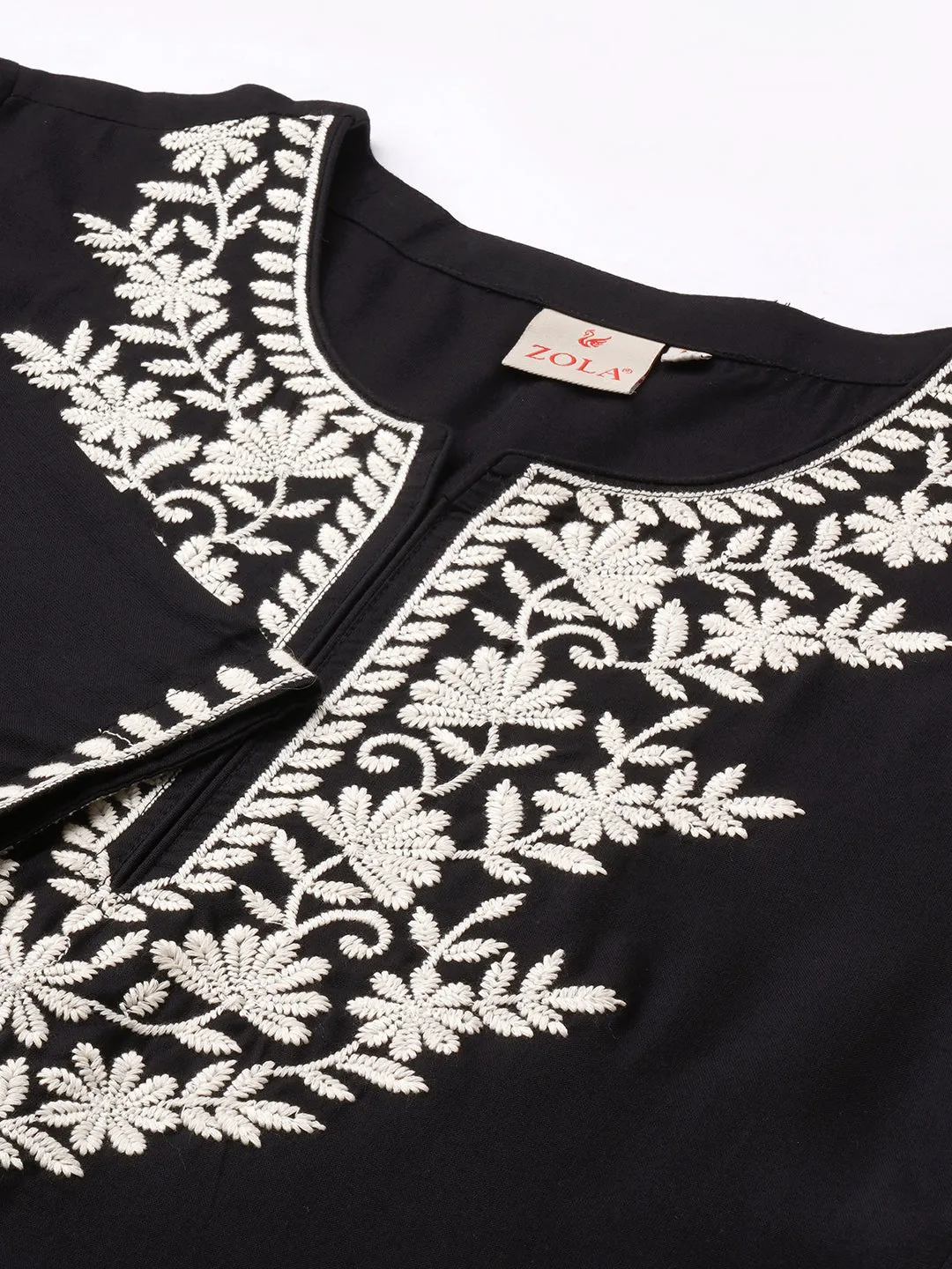 Buy Round Neckline Black Comfort Fit Rayon Tunic For Women Online - Zola