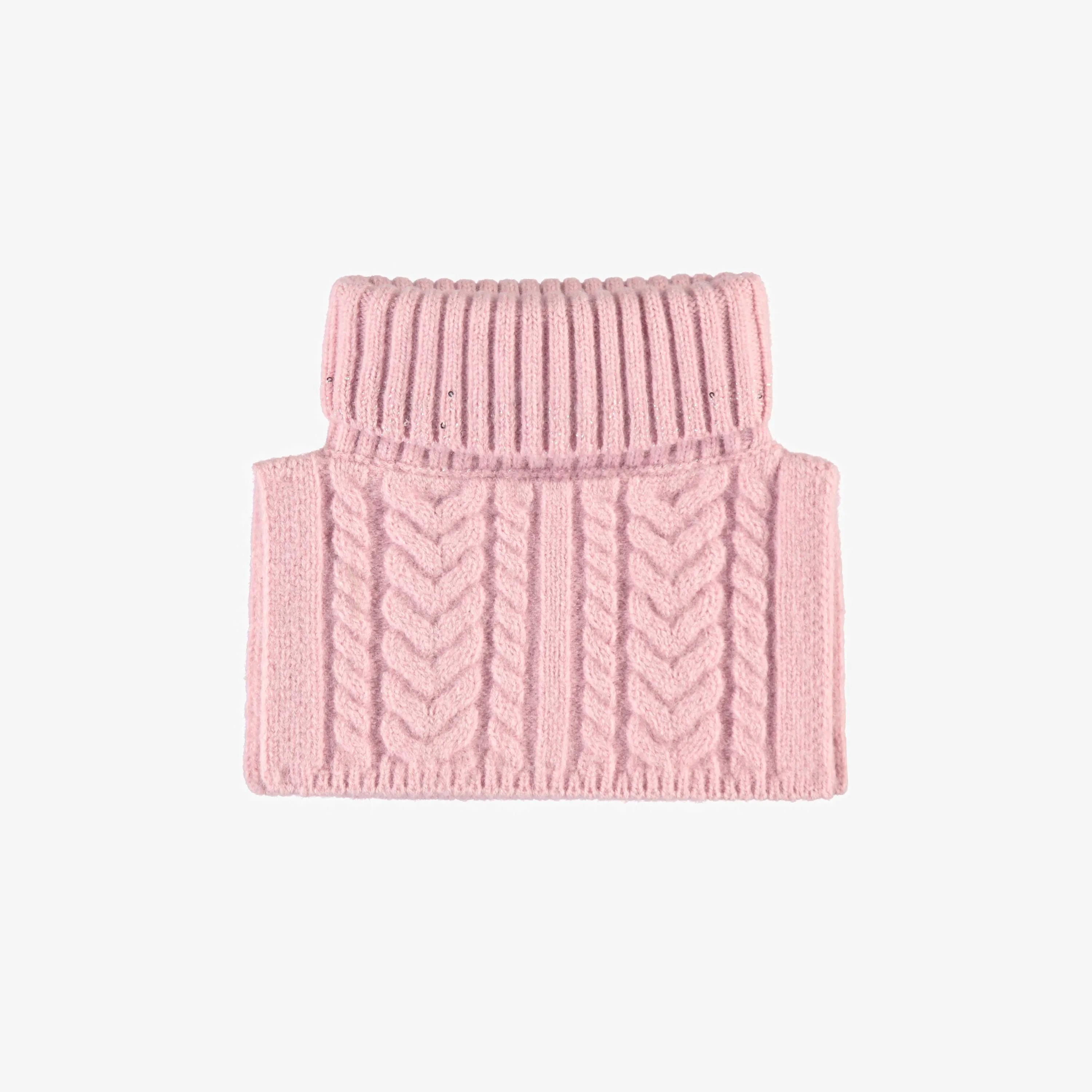 Cache-cou rose en tricot, bébé || Pink neck warmer in knit, baby