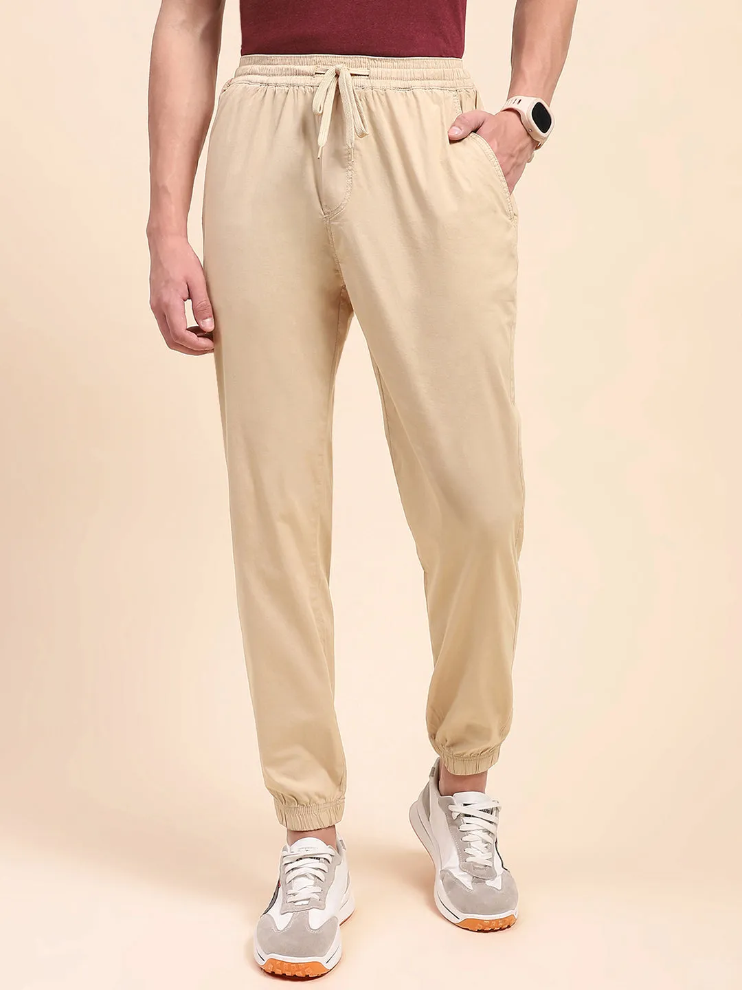 Camla Barcelona Drawstring Waist Beige Jogger
