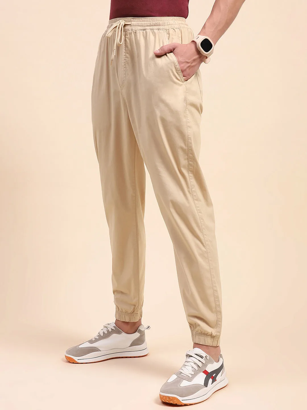 Camla Barcelona Drawstring Waist Beige Jogger