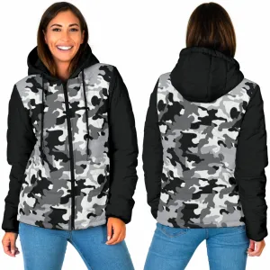 Camouflage Puffer Jacket Women's Coat Quilted Hooded