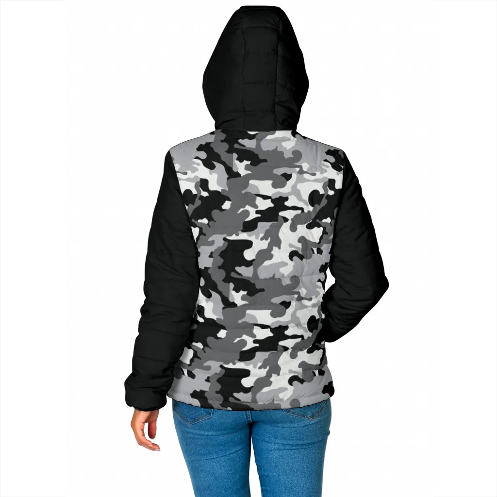 Camouflage Puffer Jacket Women's Coat Quilted Hooded