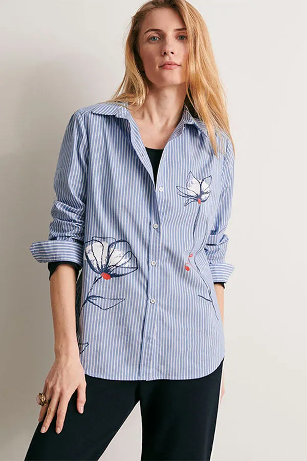CANALETTO FLORAL PRINT STRIPED SHIRT