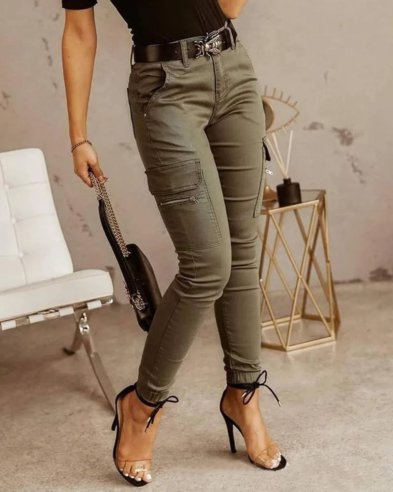CargoFlex™ | Women's Comfortable Skinny Cargo Jogging Pants | Lightweight Fabric, Elastic Waistband & Functional Pockets