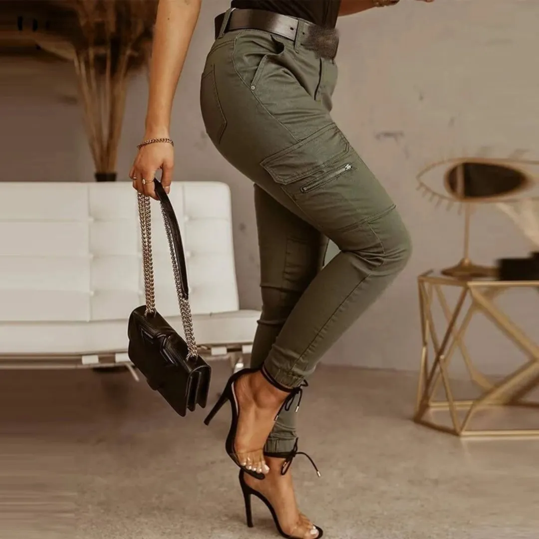 CargoFlex™ | Women's Comfortable Skinny Cargo Jogging Pants | Lightweight Fabric, Elastic Waistband & Functional Pockets