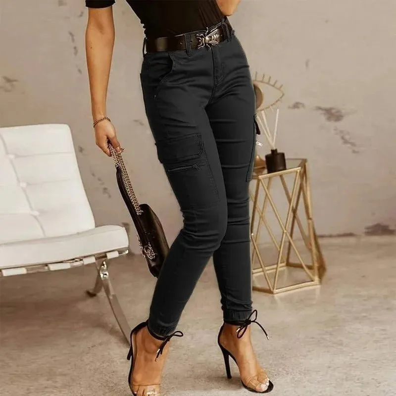 CargoFlex™ | Women's Comfortable Skinny Cargo Jogging Pants | Lightweight Fabric, Elastic Waistband & Functional Pockets