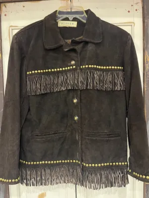 CF35-7 CHOCOLATE CLASSIC JKT W/FRINGE-XS