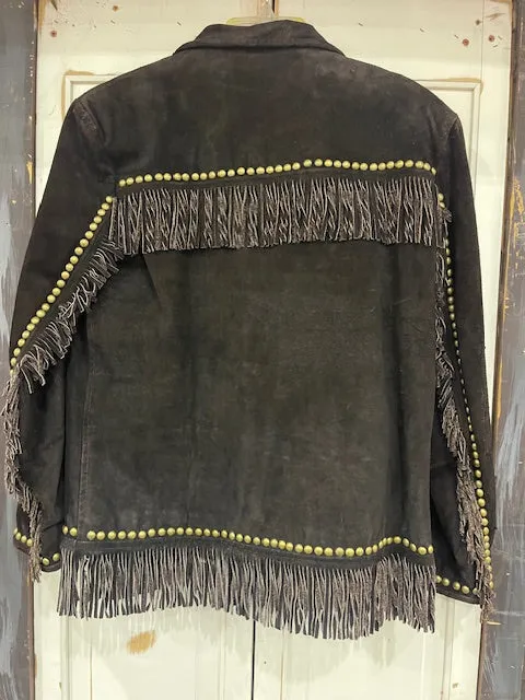 CF35-7 CHOCOLATE CLASSIC JKT W/FRINGE-XS