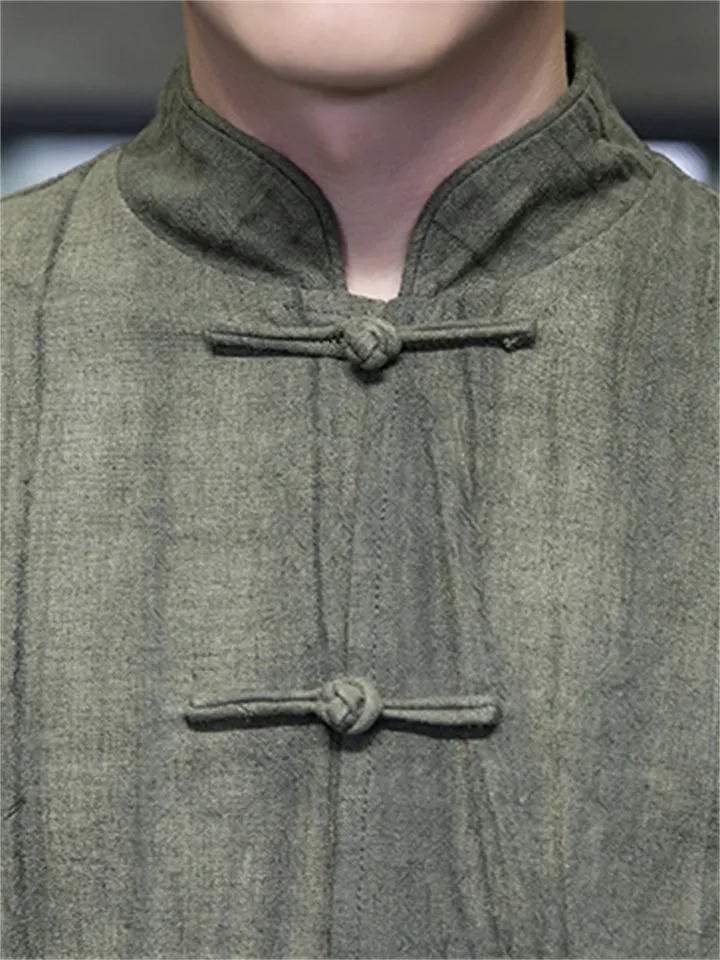 Chinese Style Knot Button Cozy Kung Fu Jacket for Men