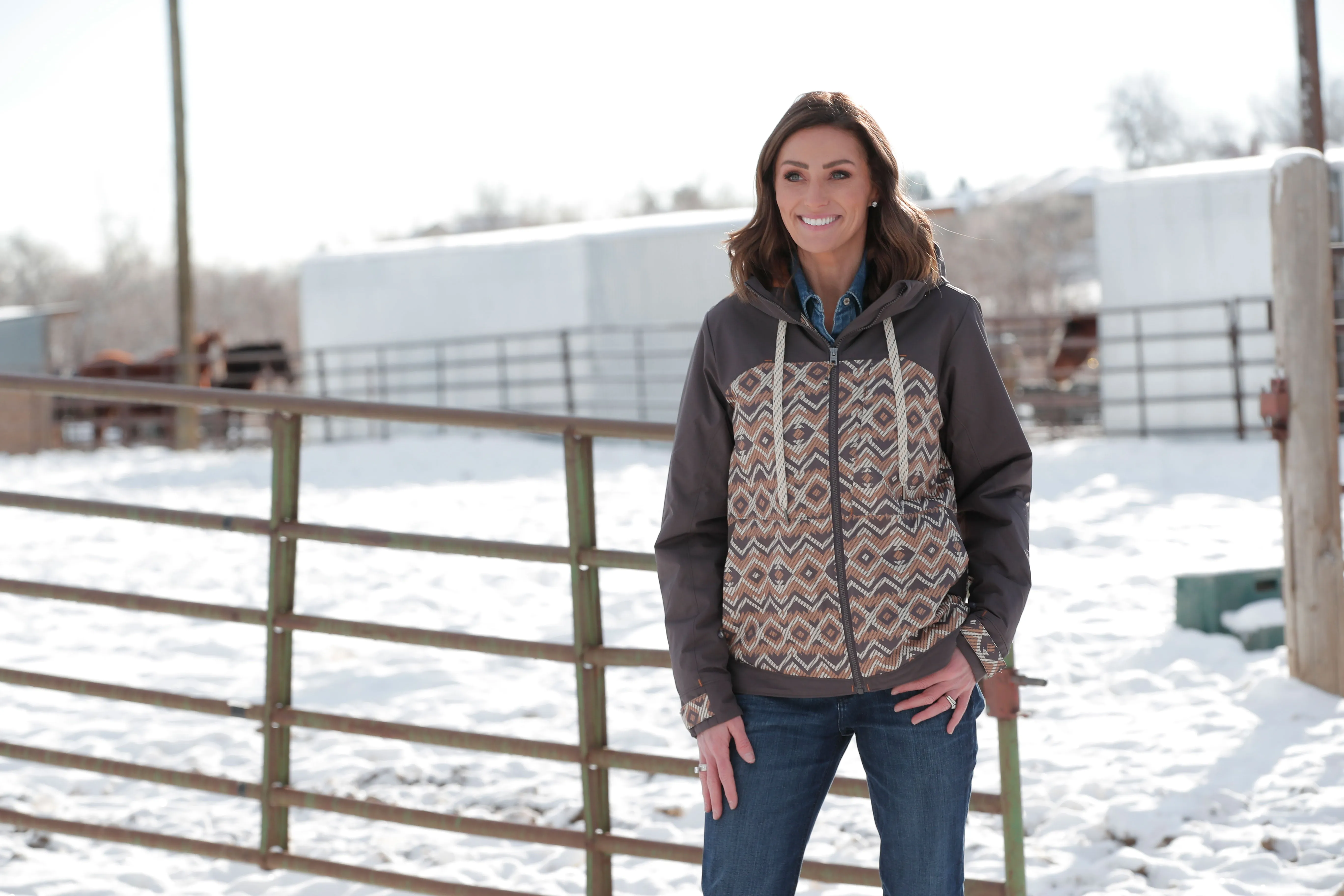 Cinch Women's Grey Southwestern Ski Jacket