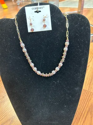 CJ-Dark Purple/Gold Bead Necklace