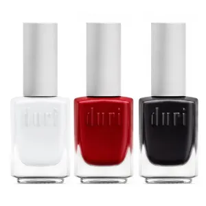 Classic Glam Nail Polish Trio Set, Includes Red, White & Black Lacquer