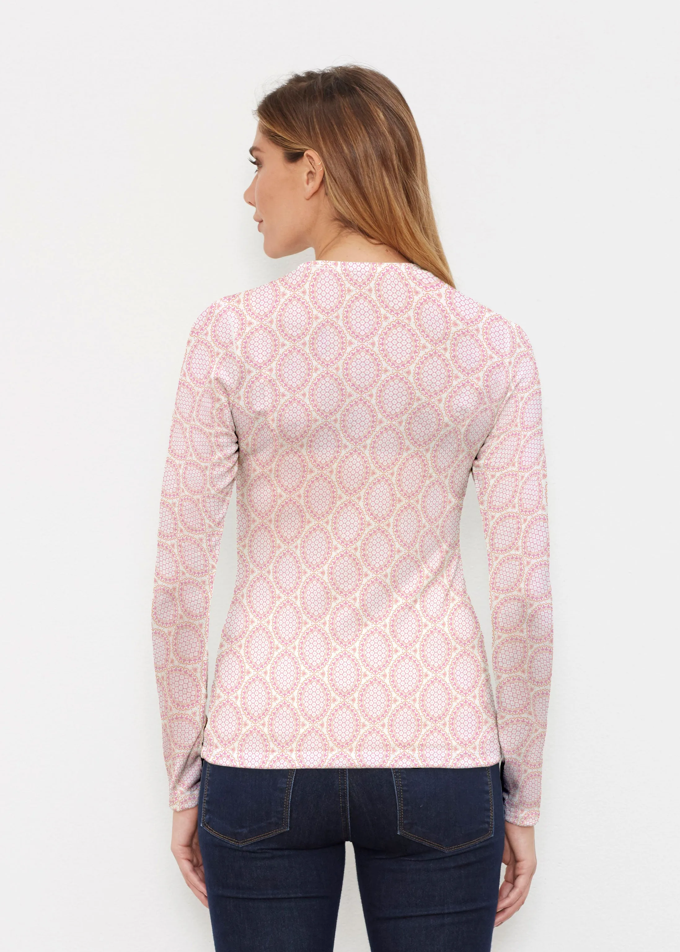 Coastal Lace Pink (7757) ~ Butterknit Long Sleeve Crew Top