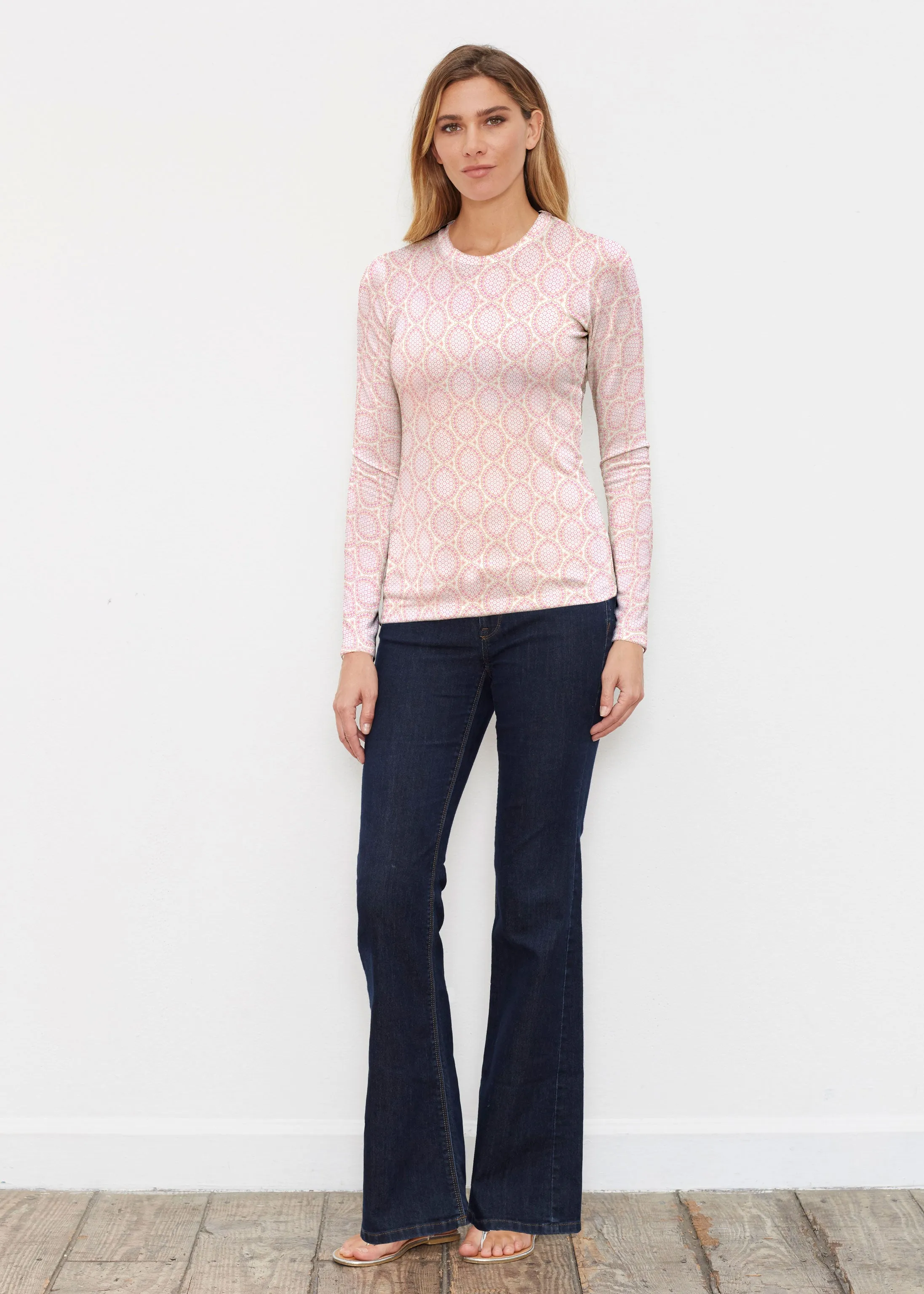 Coastal Lace Pink (7757) ~ Butterknit Long Sleeve Crew Top