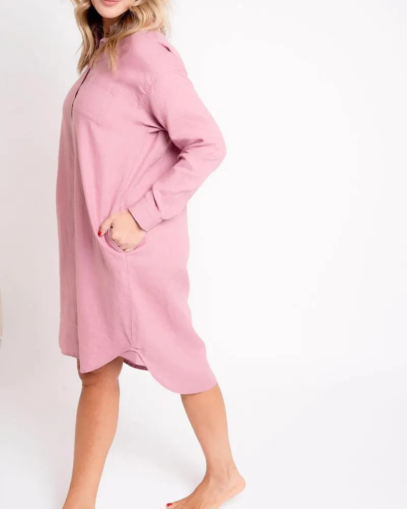 Coastal Linen Shirt Dress