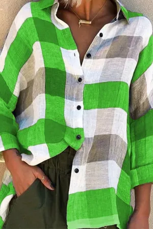 Colorful Plaid Printing Casual Shirt