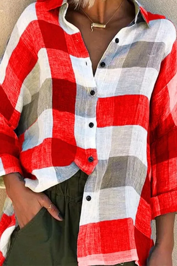 Colorful Plaid Printing Casual Shirt