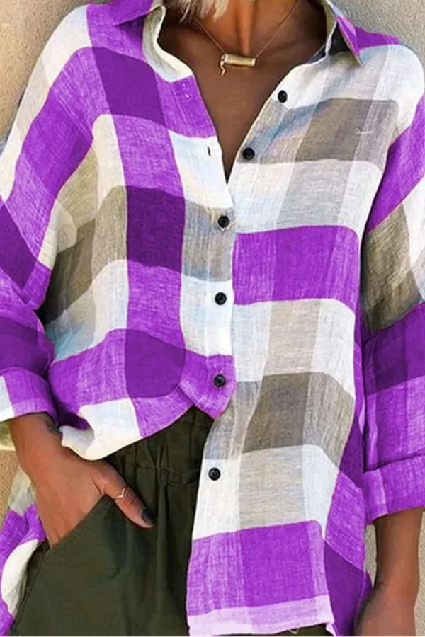 Colorful Plaid Printing Casual Shirt