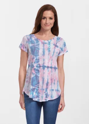 Colour Wash Pink (17198) ~ Signature Short Sleeve Scoop Neck Flowy Tunic
