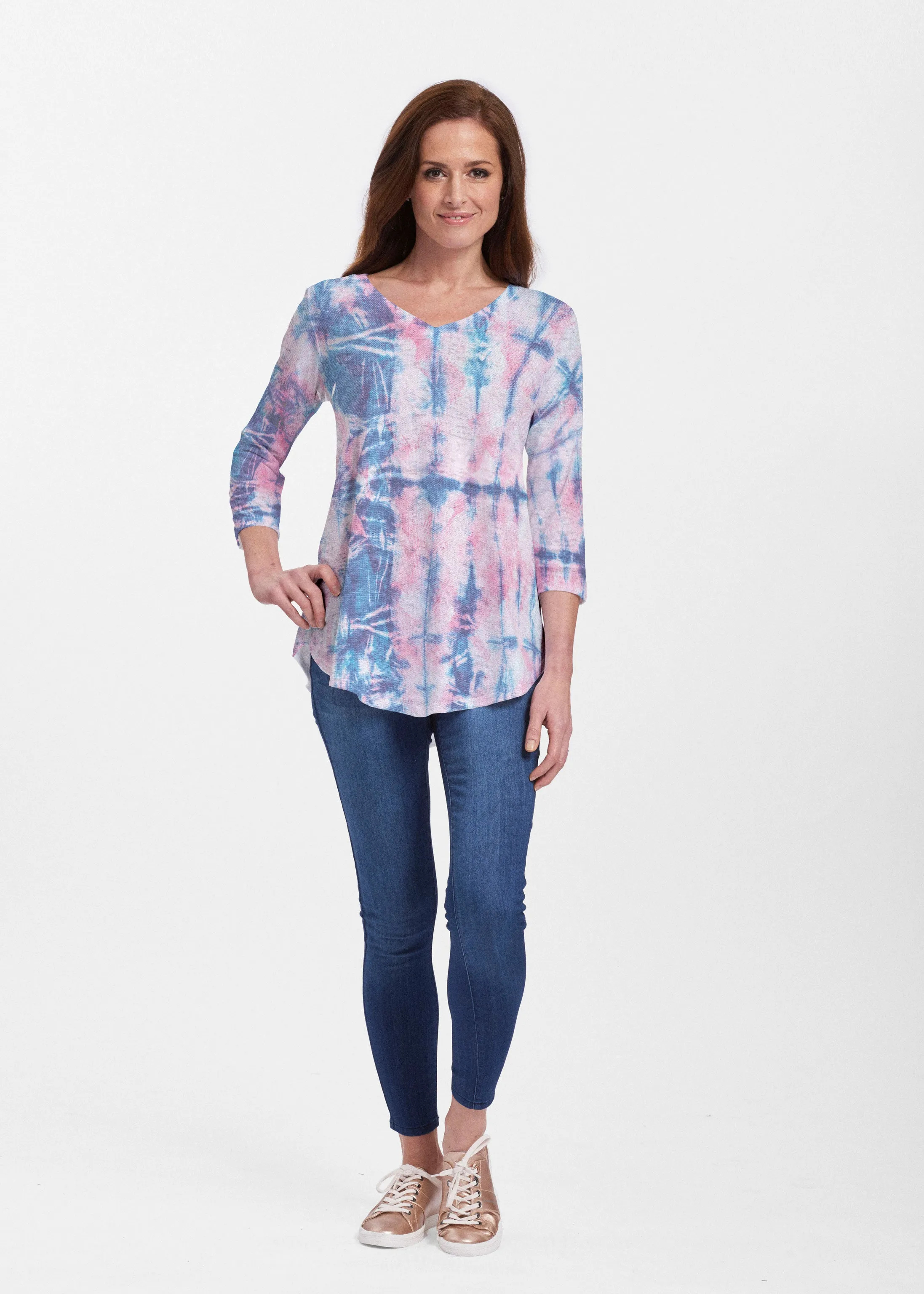 Colour Wash Pink (17198) ~ Signature V-neck Flowy Tunic