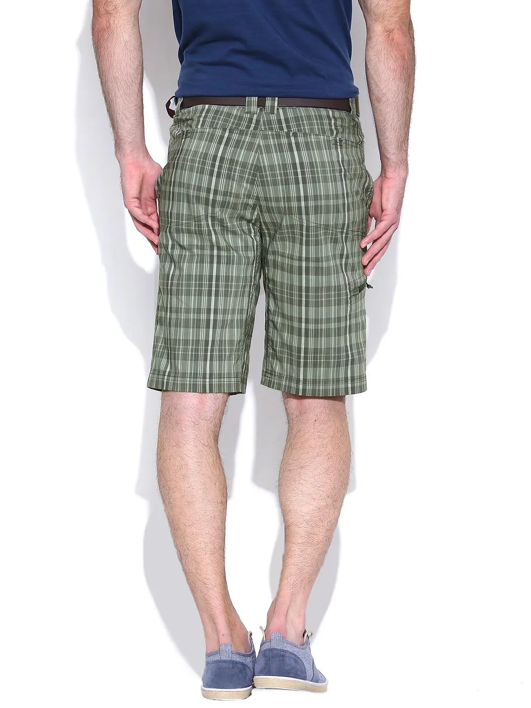 Columbia Men Green Cool Creek Stretch Plaid Shorts
