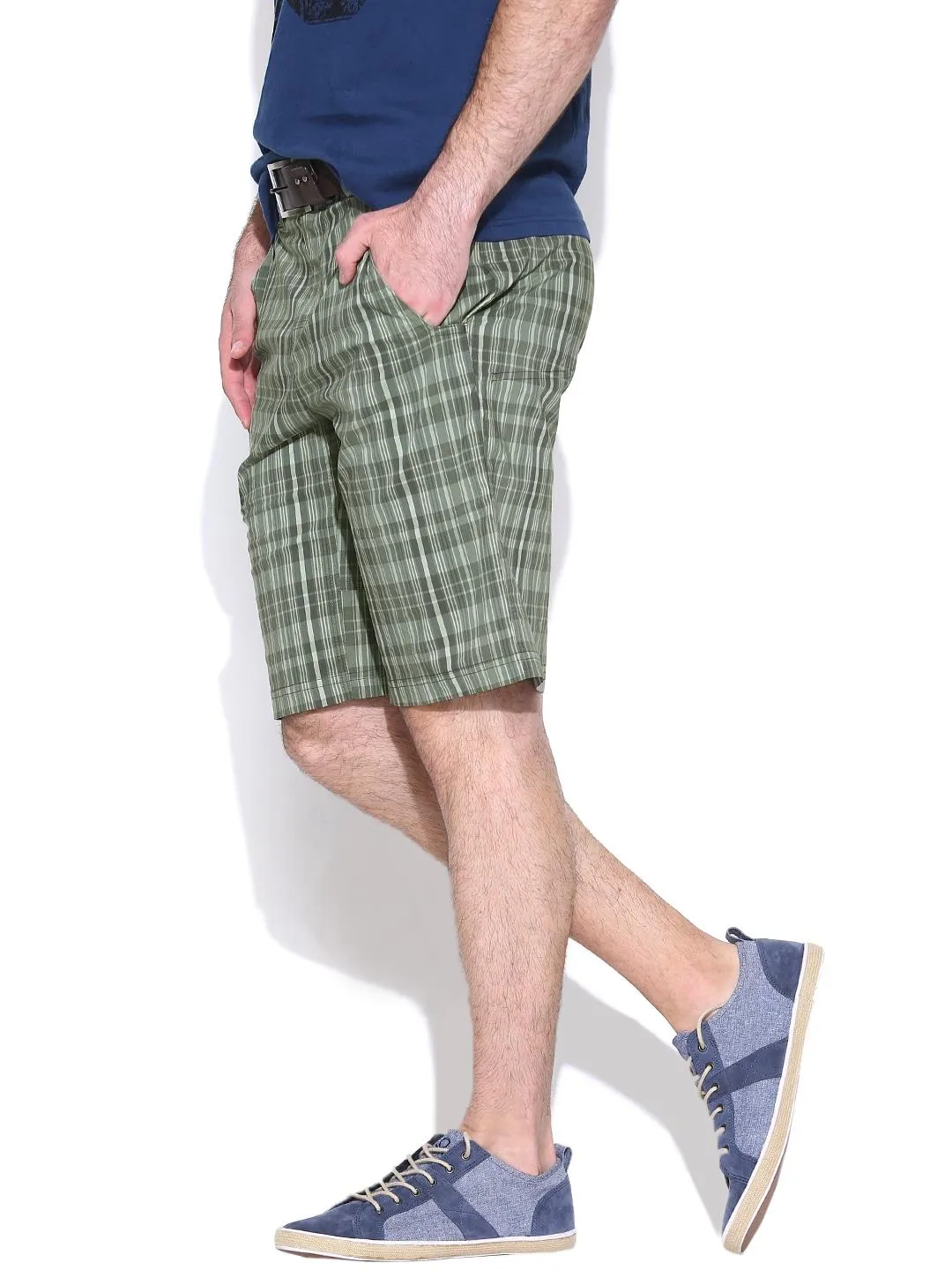 Columbia Men Green Cool Creek Stretch Plaid Shorts