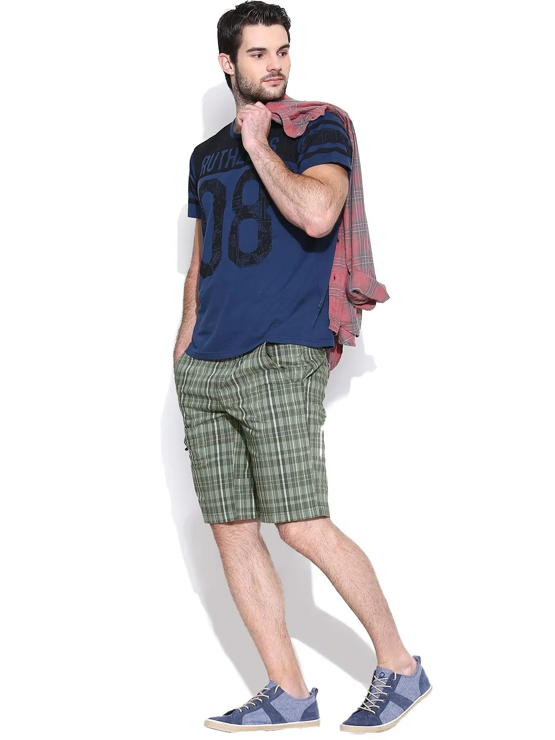 Columbia Men Green Cool Creek Stretch Plaid Shorts