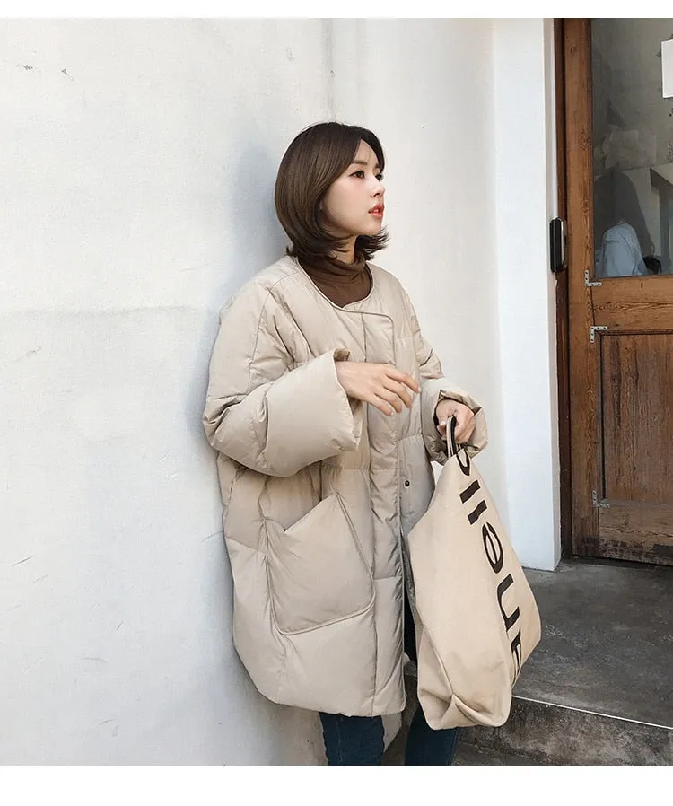 Cotton Padded Long Over Knee Parka Coats