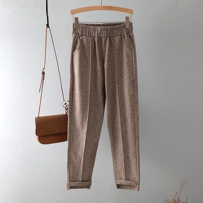 Cozy Casual Woolen Thick Warm Trousers