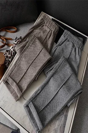 Cozy Casual Woolen Thick Warm Trousers