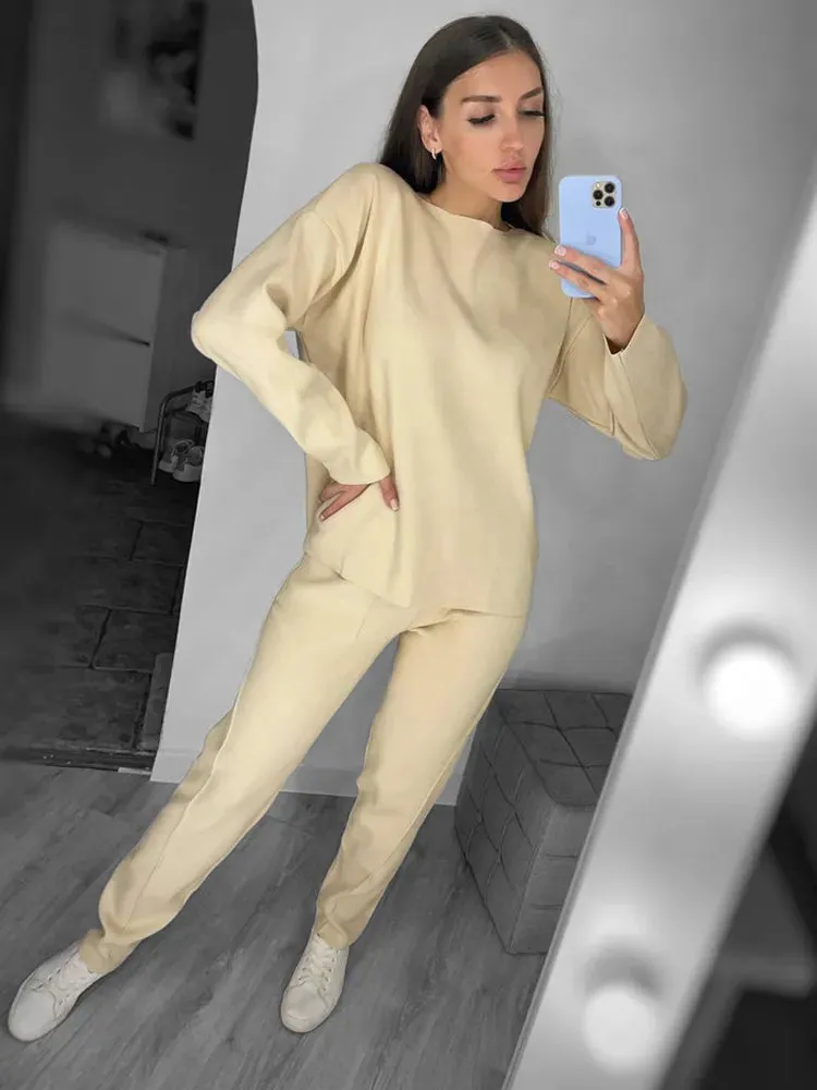 Cozy Knit 2-Piece Tracksuit Set