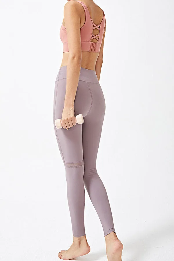 Cozy Stitching Mesh Yoga Pants