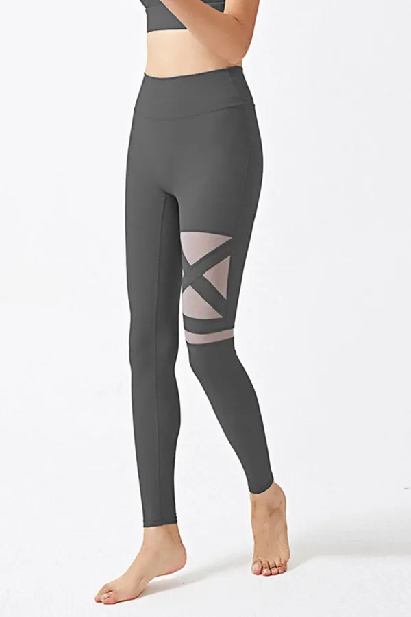 Cozy Stitching Mesh Yoga Pants