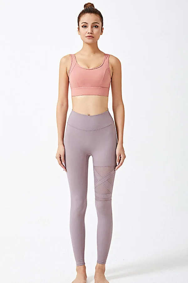 Cozy Stitching Mesh Yoga Pants