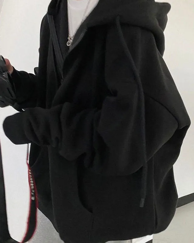 Creamtopmall Hip-hop Style Short Loose Solid Color Hoodie