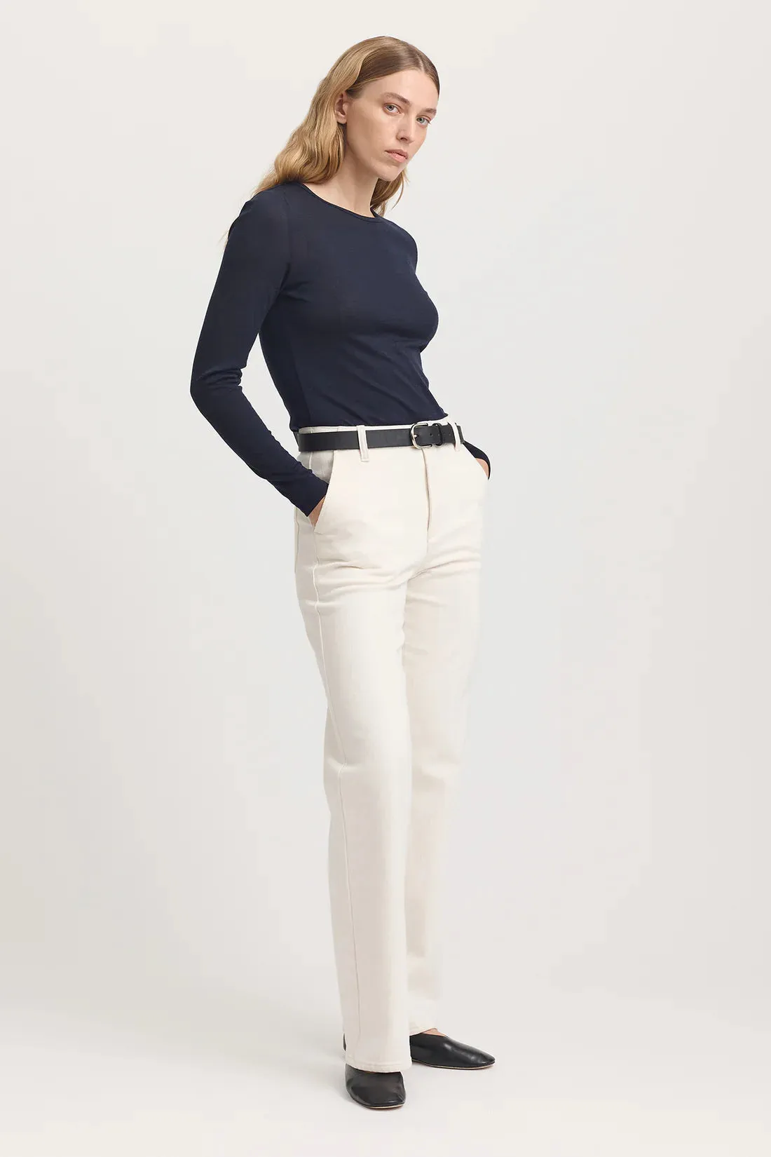 Crew Merino Tee - French Navy