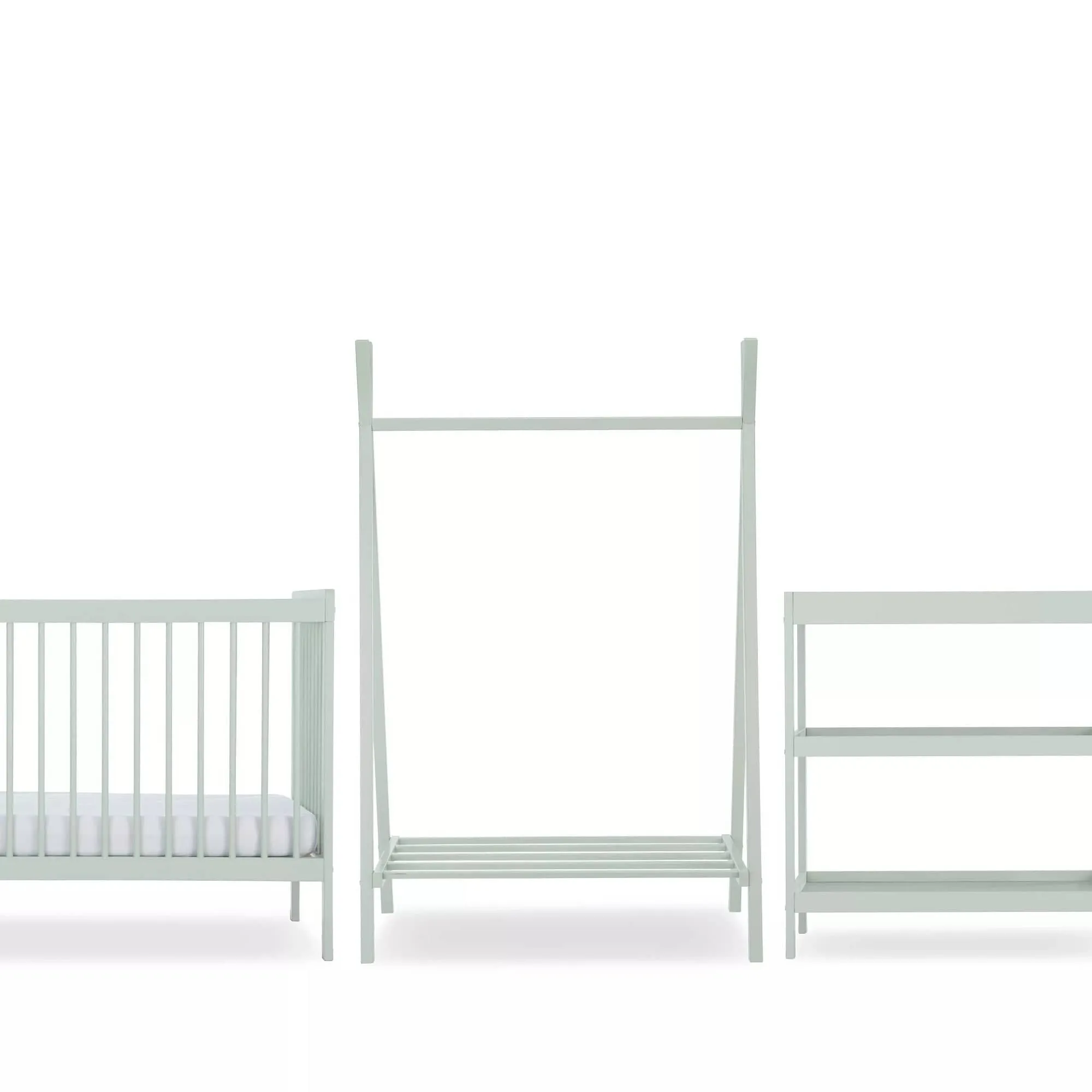 CuddleCo Nola 3pc Set Changer, Cot Bed and Clothes Rail - Sage Green