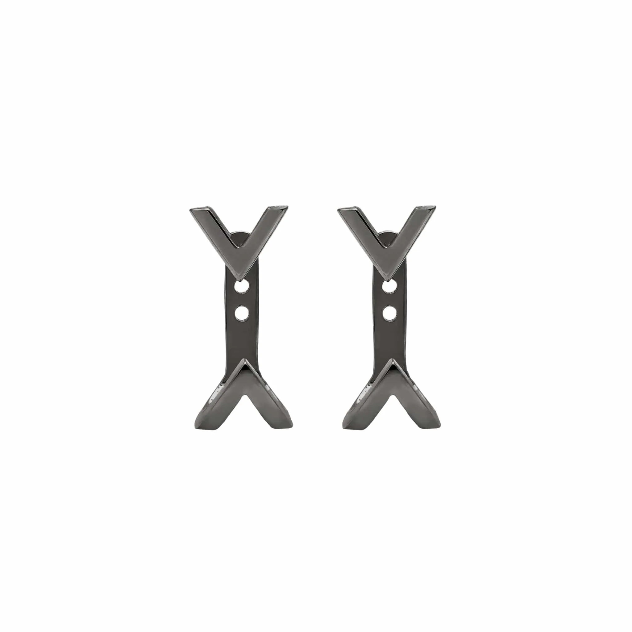 Dagger Studs with Ear Jackets | Black Gold